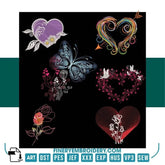 17 Unique Heart-Themed Embroidery Designs Pack - Intricate Love & Floral Patterns - FineryEmbroidery