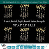 2025 Multilingual Embroidery Pack: Faith, Love, Health, and Peace - FineryEmbroidery