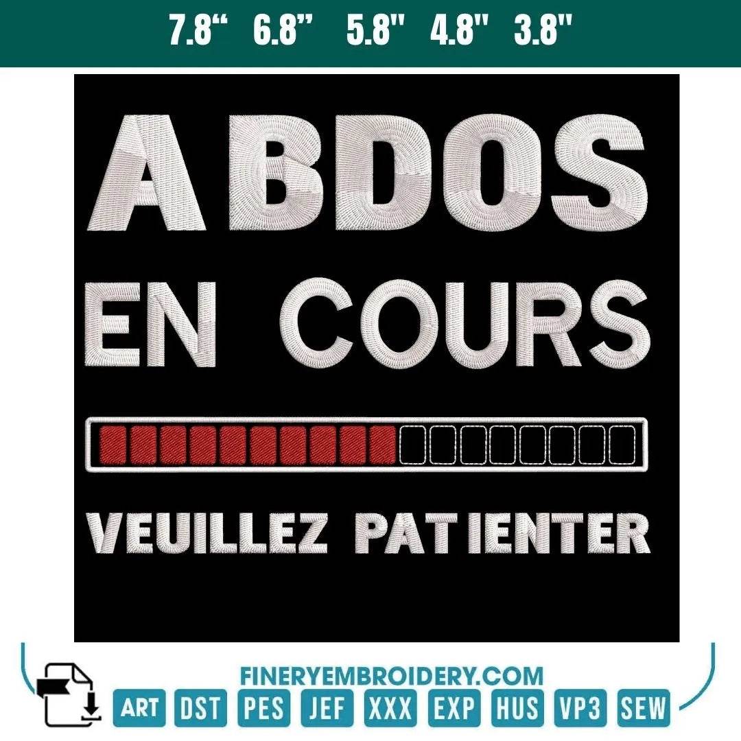 Abdos en cours Embroidery Design – Humour Fitness Progress Bar - FineryEmbroidery