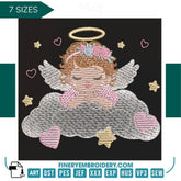 Adorable Angel Baby Girl Embroidery Design Pack – 7 Sizes - FineryEmbroidery