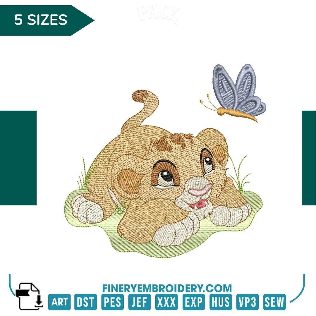 Adorable Disney Lion King Simba Cub Embroidery Design - 5 Sizes | FineryEmbroidery - FineryEmbroidery