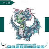 Adorable Dragon Embroidery Design - Perfect for Fantasy Lovers - FineryEmbroidery
