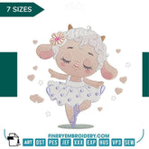 Adorable Lamb Ballerina Embroidery Design - 7 Sizes | FineryEmbroidery - FineryEmbroidery