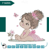 Adorable Little Girl Embroidery Design - 7 Sizes | FineryEmbroidery - FineryEmbroidery