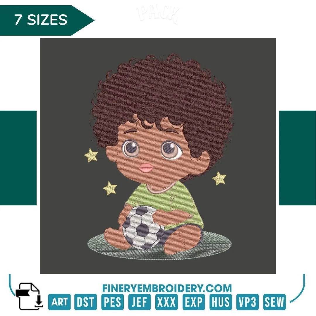 Adorable Soccer Baby Girl Embroidery Design – FineryEmbroidery - FineryEmbroidery
