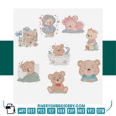 Adorable Teddy Bear Embroidery Design Pack – 8 Designs in 3 Sizes | FineryEmbroidery - FineryEmbroidery