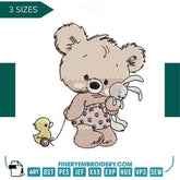 Adorable Teddy Bear with Duck - Embroidery Design - FineryEmbroidery