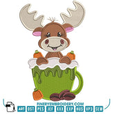 Adorable reindeer in Hot Chocolate Embroidery Design | FineryEmbroidery - FineryEmbroidery
