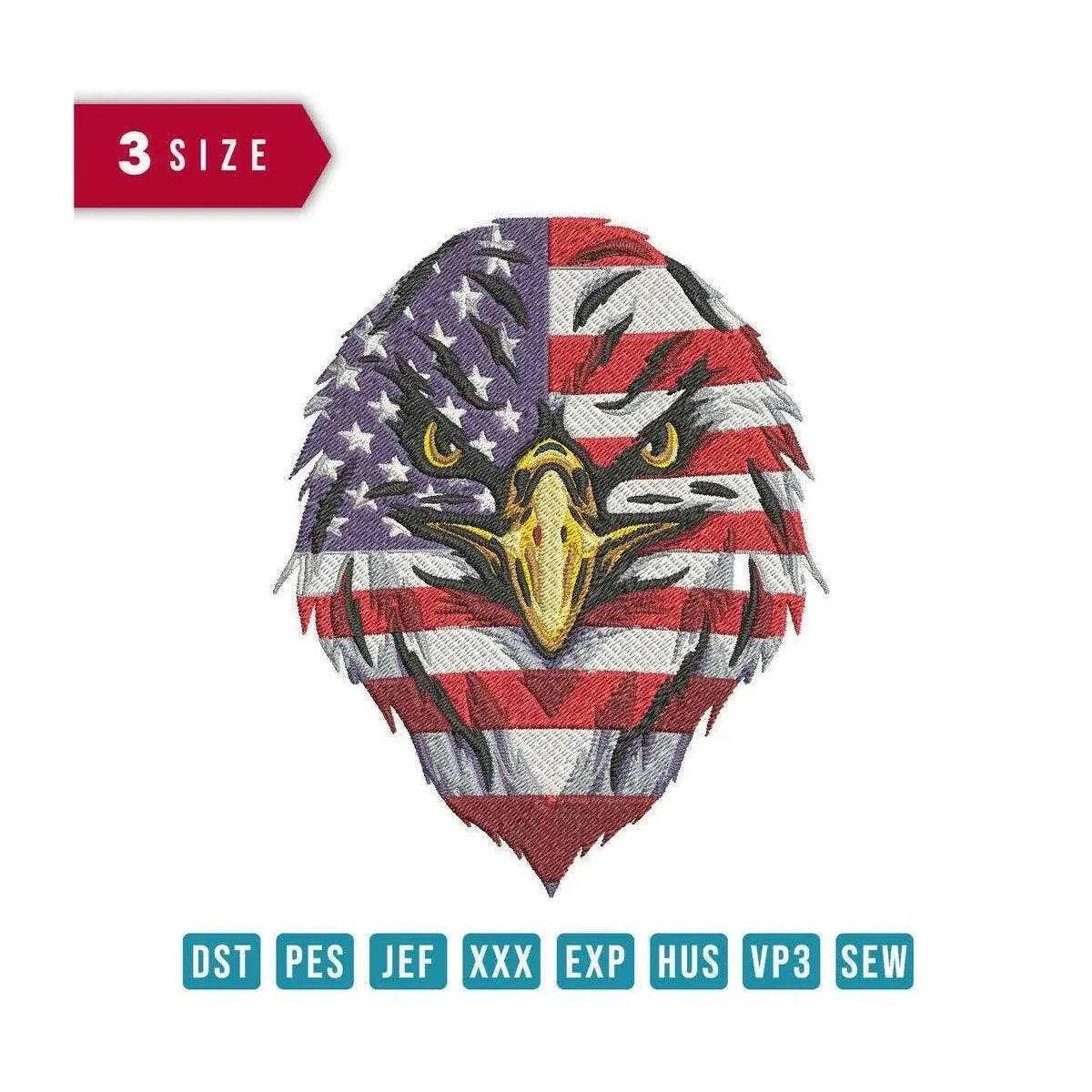 American USA Eagle Head - Embroidery Design - FineryEmbroidery