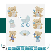 Baby Boy Bear Embroidery Design Pack – 8 Designs -2 Sizes | FineryEmbroidery - FineryEmbroidery