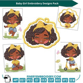 Baby Girl Embroidery Designs Pack - 5 Designs - Multi size - FineryEmbroidery