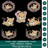 Baby Lion Embroidery Pack - Cute Jungle Animal - FineryEmbroidery