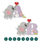 Love Elephant Baby Alphabet Embroidery Set