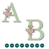 Floral Garden Alphabet Embroidery Collection