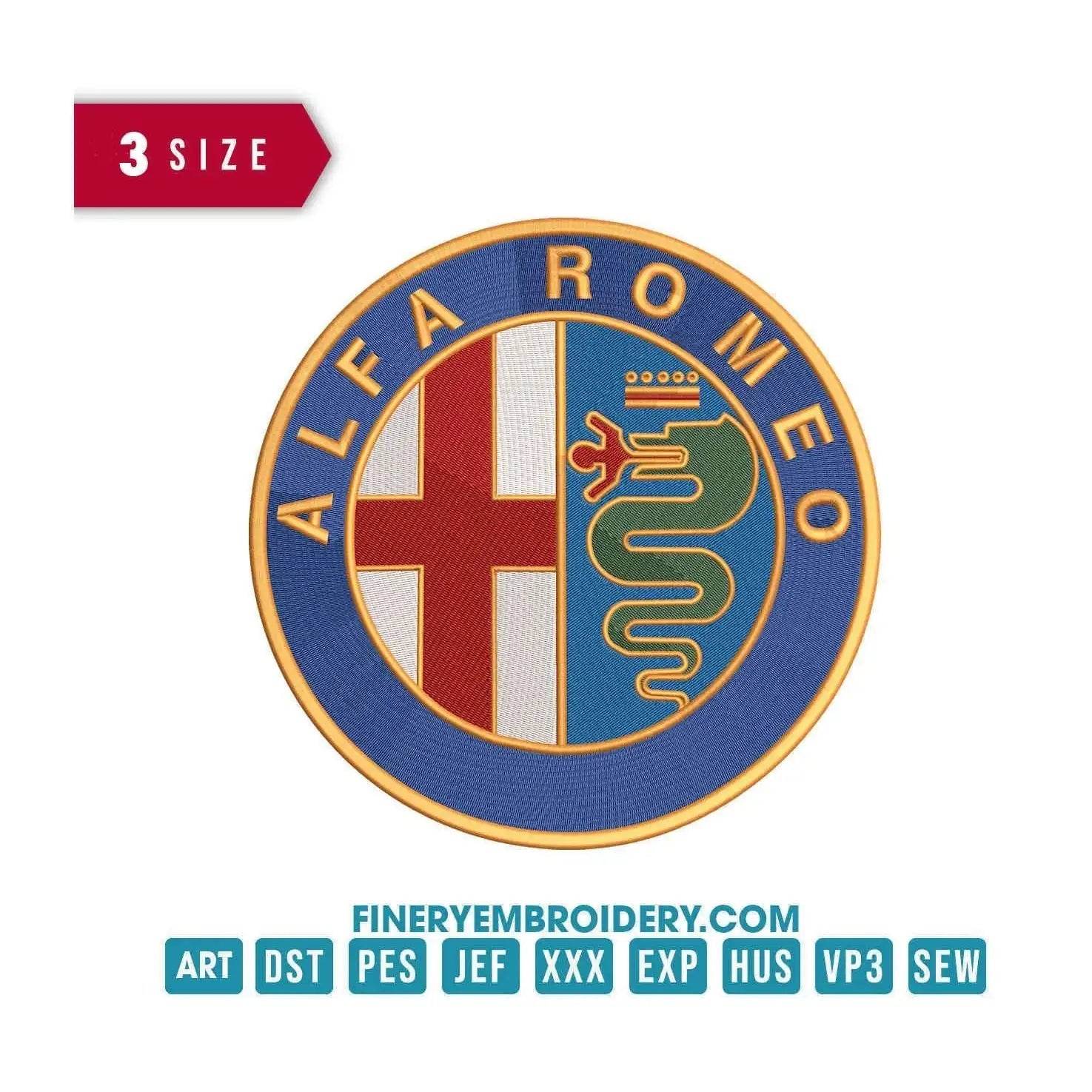 Blue and White Alpha Romeo Logo - Embroidery Design - FineryEmbroidery