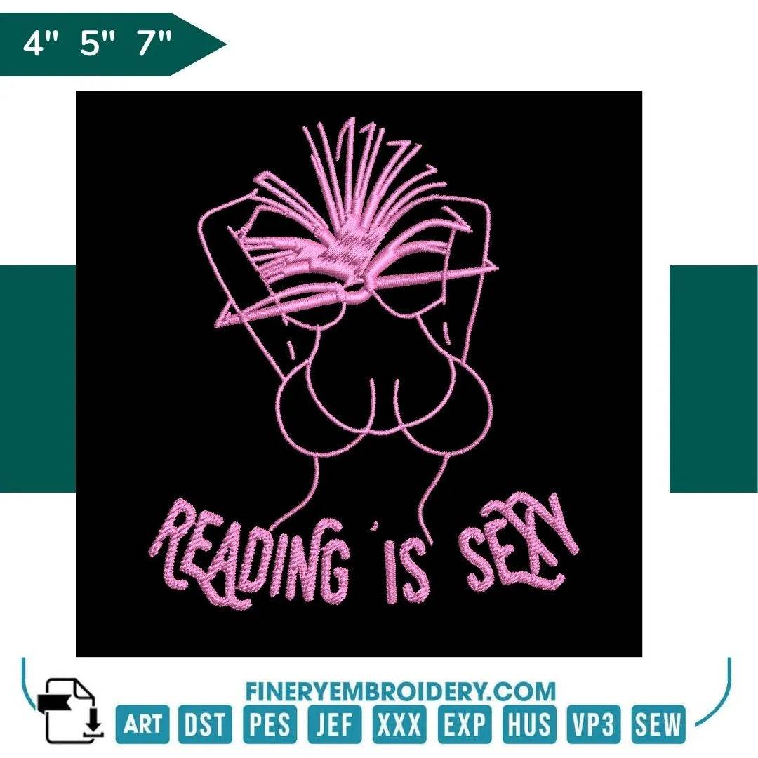 Book Lovers collection Embroidery Design - Reading is Sexy - FineryEmbroidery
