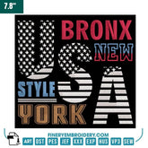 Bronx New York USA Style Embroidery Design – Urban Patriotic - FineryEmbroidery