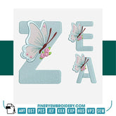 Butterfly Alphabet Embroidery Designs Pack – 26 Letters in 4 Sizes - FineryEmbroidery