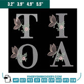 Butterfly & Floral Alphabet Embroidery Pack – Delicate Nature-Inspired Monogram Letters - FineryEmbroidery