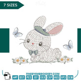 Charming Bunny with Cap Embroidery Design - 7 Sizes | FineryEmbroidery - FineryEmbroidery