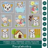 Charming Puppy Embroidery Design Collection – 9 Unique Designs for Your Creative Projects - FineryEmbroidery