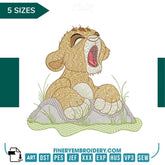 Charming Yawning Baby Lion Embroidery Design - Inspired by Disney's Lion King | 5 Sizes Available - FineryEmbroidery