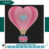 Charming pink hot air balloon – 7 Sizes - FineryEmbroidery