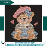 Charming teddy bear with a hat – 7 Sizes - FineryEmbroidery