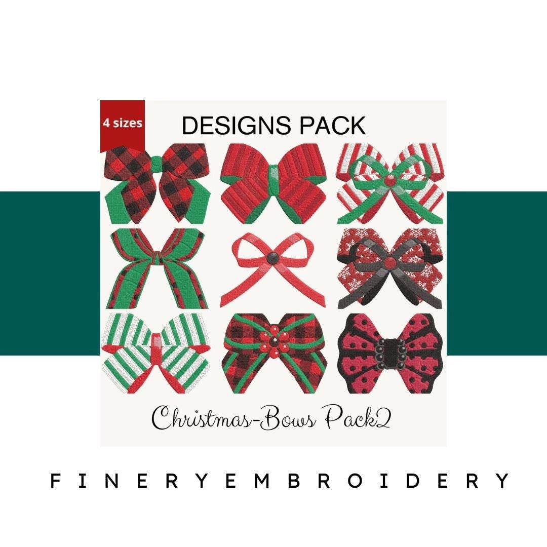 Christmas Bows Pack 2 : Design Pack - Embroidery Design - FineryEmbroidery