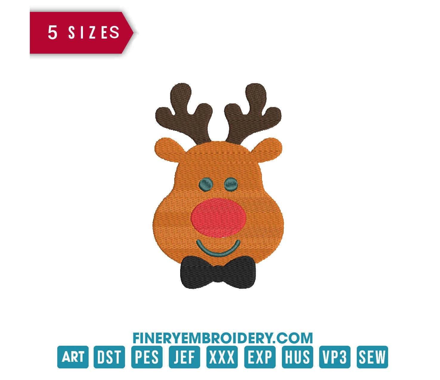 Christmas Boy Reindeer Face : Embroidery Design - FineryEmbroidery