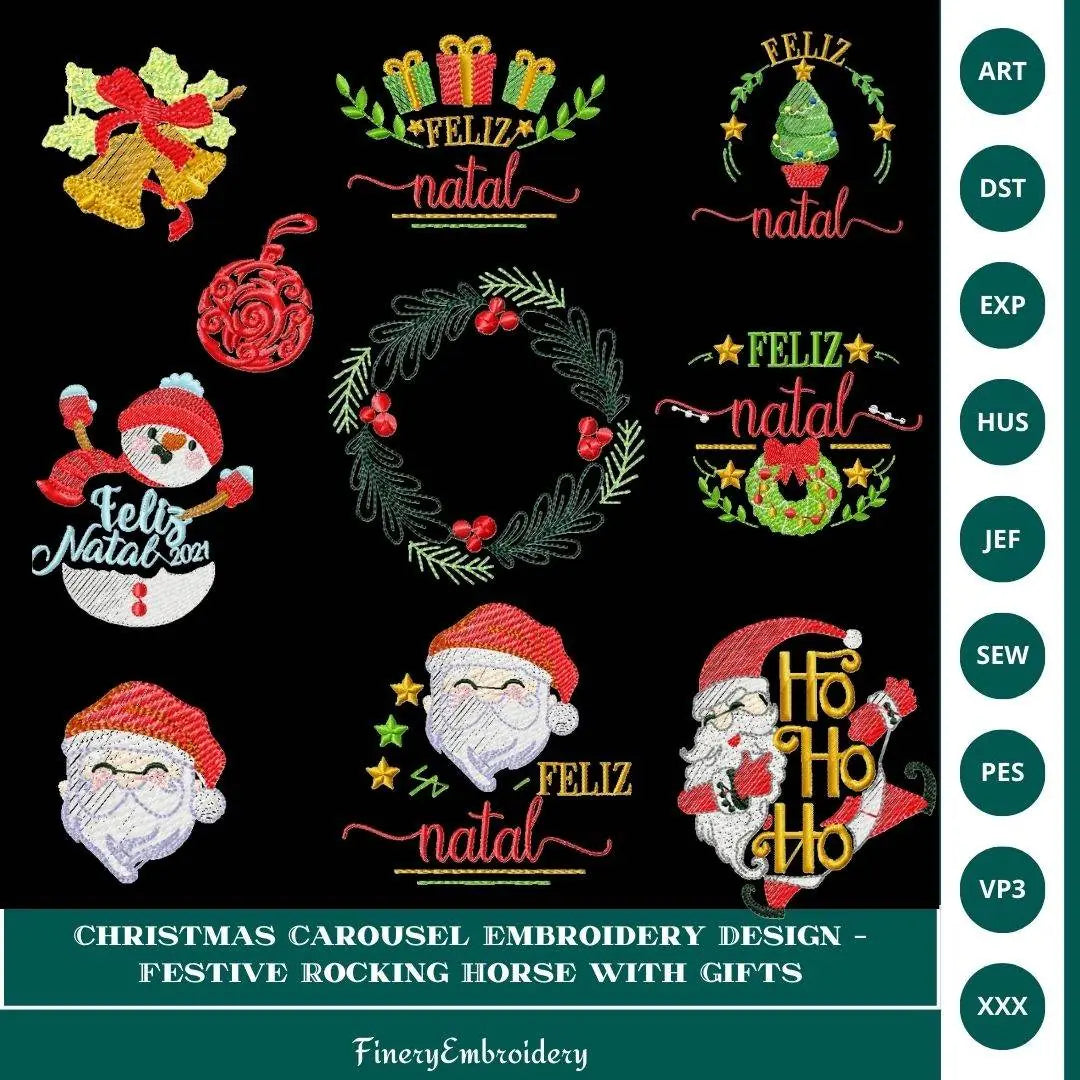 Christmas Embroidery Design Pack - 10 Designs Multi Sizes - FineryEmbroidery