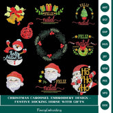 Christmas Embroidery Design Pack - 10 Designs Multi Sizes - FineryEmbroidery