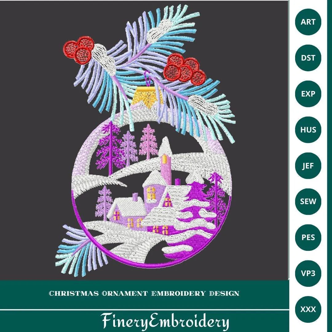 Christmas Ornament Embroidery Design - Winter Wonderland Charm - FineryEmbroidery