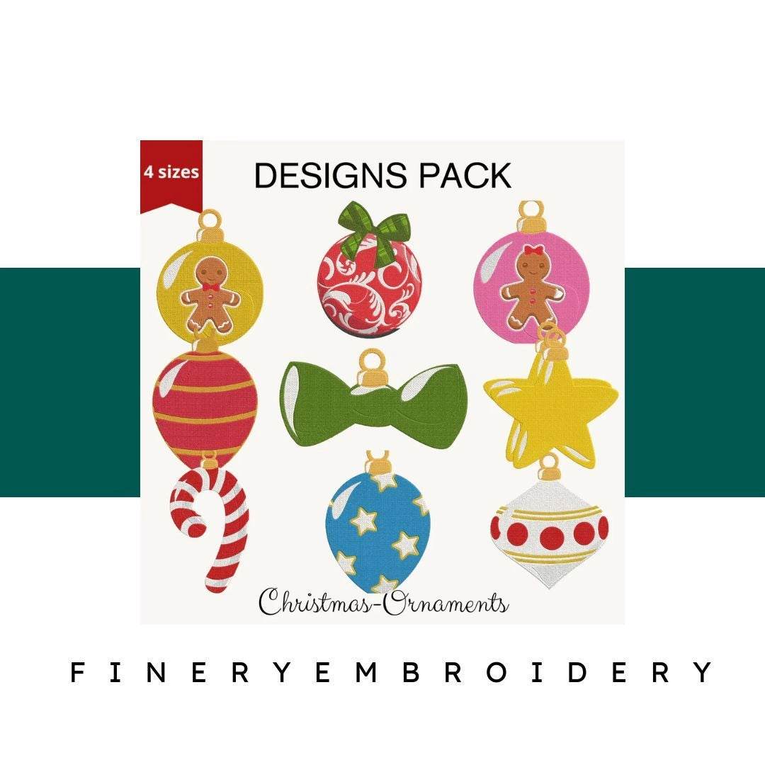 Christmas Ornaments - Designs Pack 3 : Embroidery Design - FineryEmbroidery
