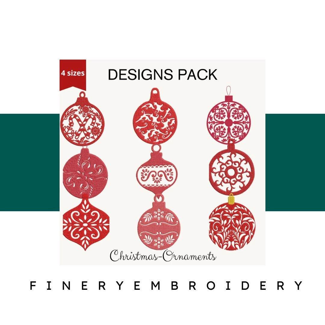 Christmas Ornaments - Designs Pack : Embroidery Design - FineryEmbroidery