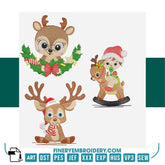 Christmas Reindeer Embroidery Design Pack – 3 Adorable Designs | FineryEmbroidery - FineryEmbroidery