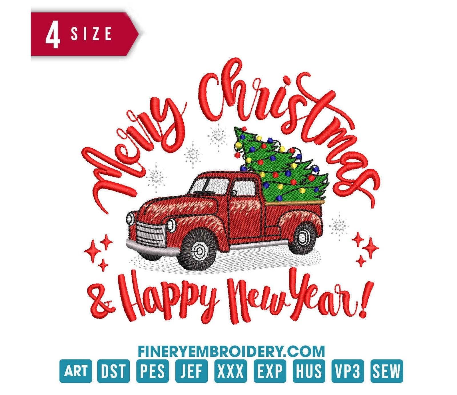 Christmas Tree Truck 3: Embroidery Design - FineryEmbroidery