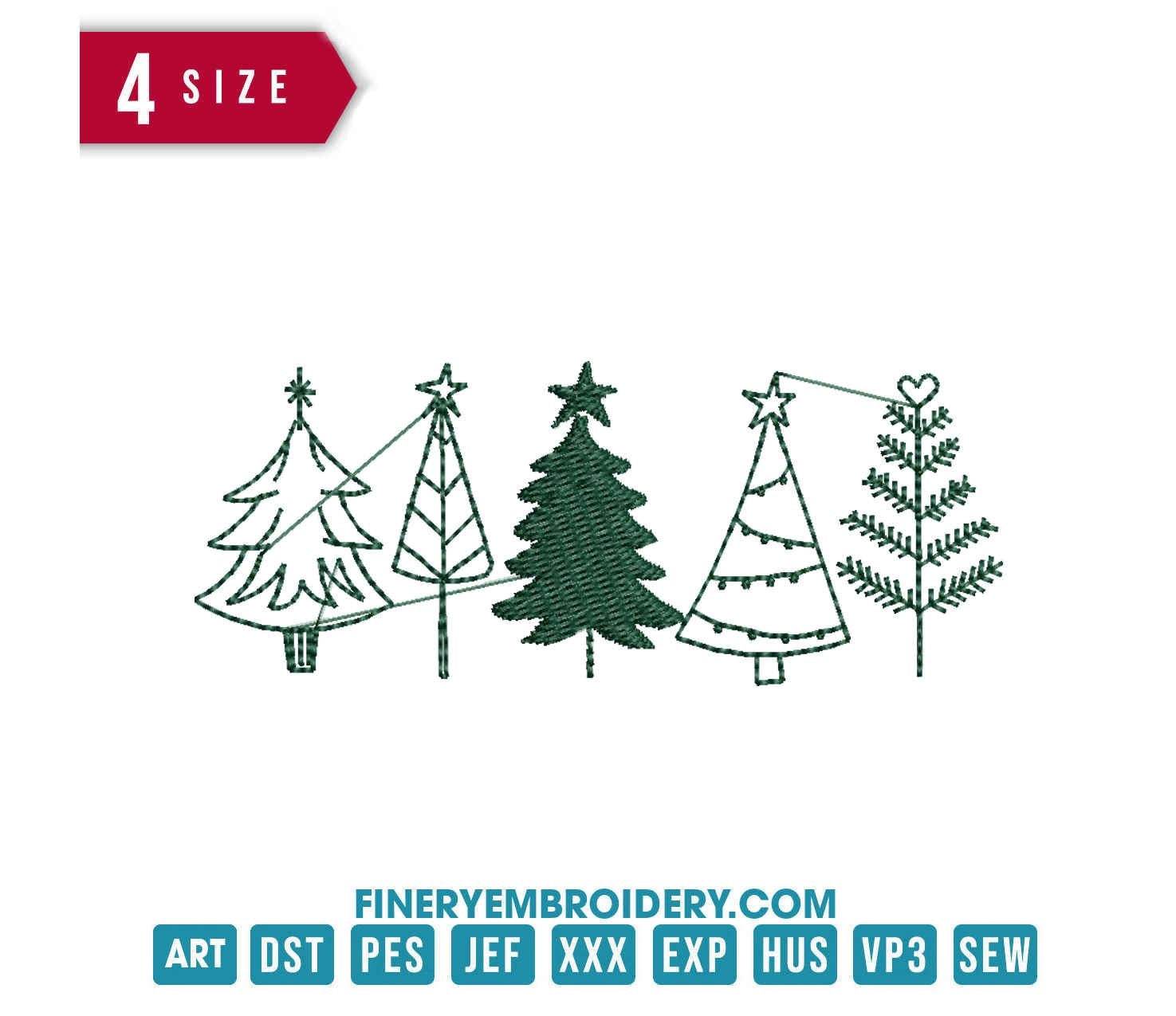 Christmas Trees: Embroidery Design - FineryEmbroidery