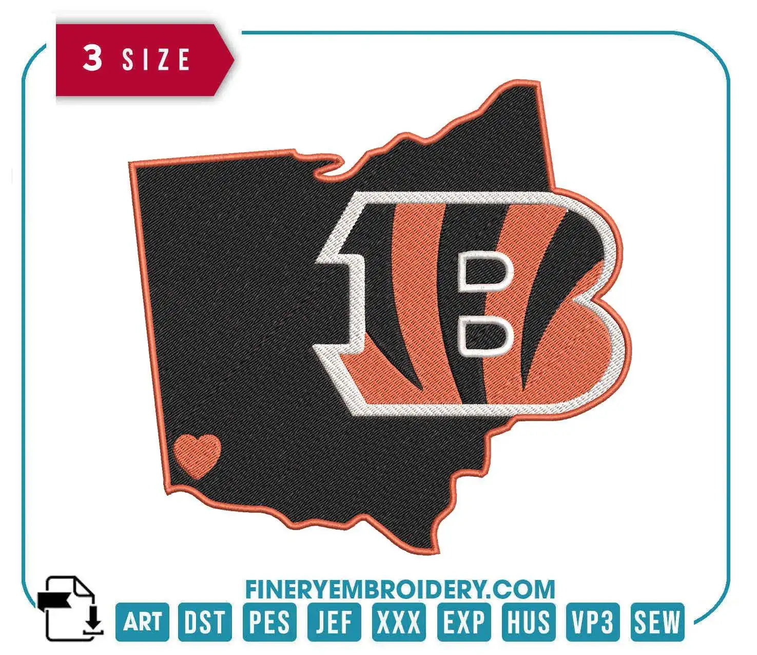 Cincinnati Bengals Embroidery Design 2 - FineryEmbroidery