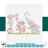 Circus Animal Parade Embroidery Design – 5 Sizes Available | FineryEmbroidery - FineryEmbroidery