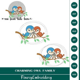 Charming Owl Family Embroidery Design Pack – 4 Designs - FineryEmbroidery