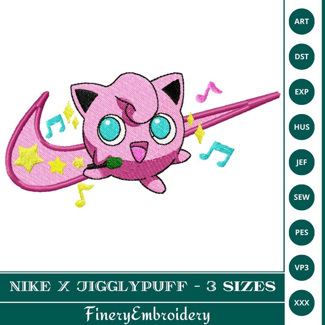 Nike x Jigglypuff Embroidery Design – 3 Sizes - FineryEmbroidery