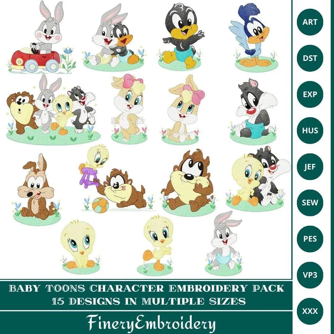 Baby Looney Toons Character Embroidery Pack – 15 Designs in Multiple Sizes - FineryEmbroidery