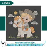 Cowboy Kid on Horse Embroidery Design – FineryEmbroidery - FineryEmbroidery