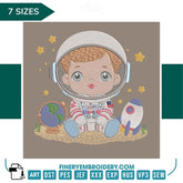 Cute Astronaut Embroidery Design - 7 Sizes | FineryEmbroidery - FineryEmbroidery