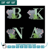 Cute Elephant Alphabet Embroidery Pack – Jungle-Themed Monogram Letters - FineryEmbroidery