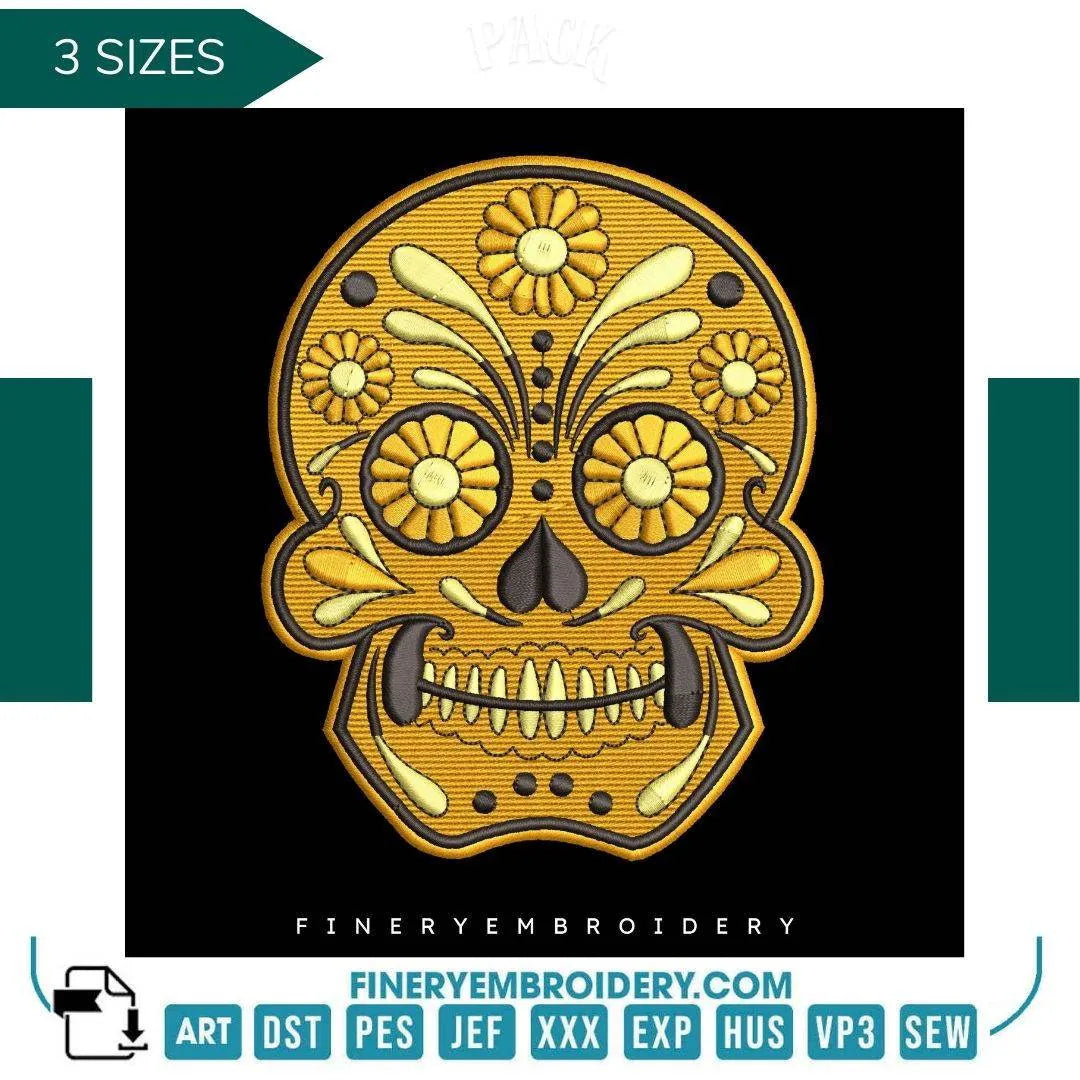 Day of the Dead Sugar Skull embroidery design - FineryEmbroidery