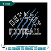 Detroit Football Embroidery Design – Bold Claw Mark Style in 5 Sizes - FineryEmbroidery