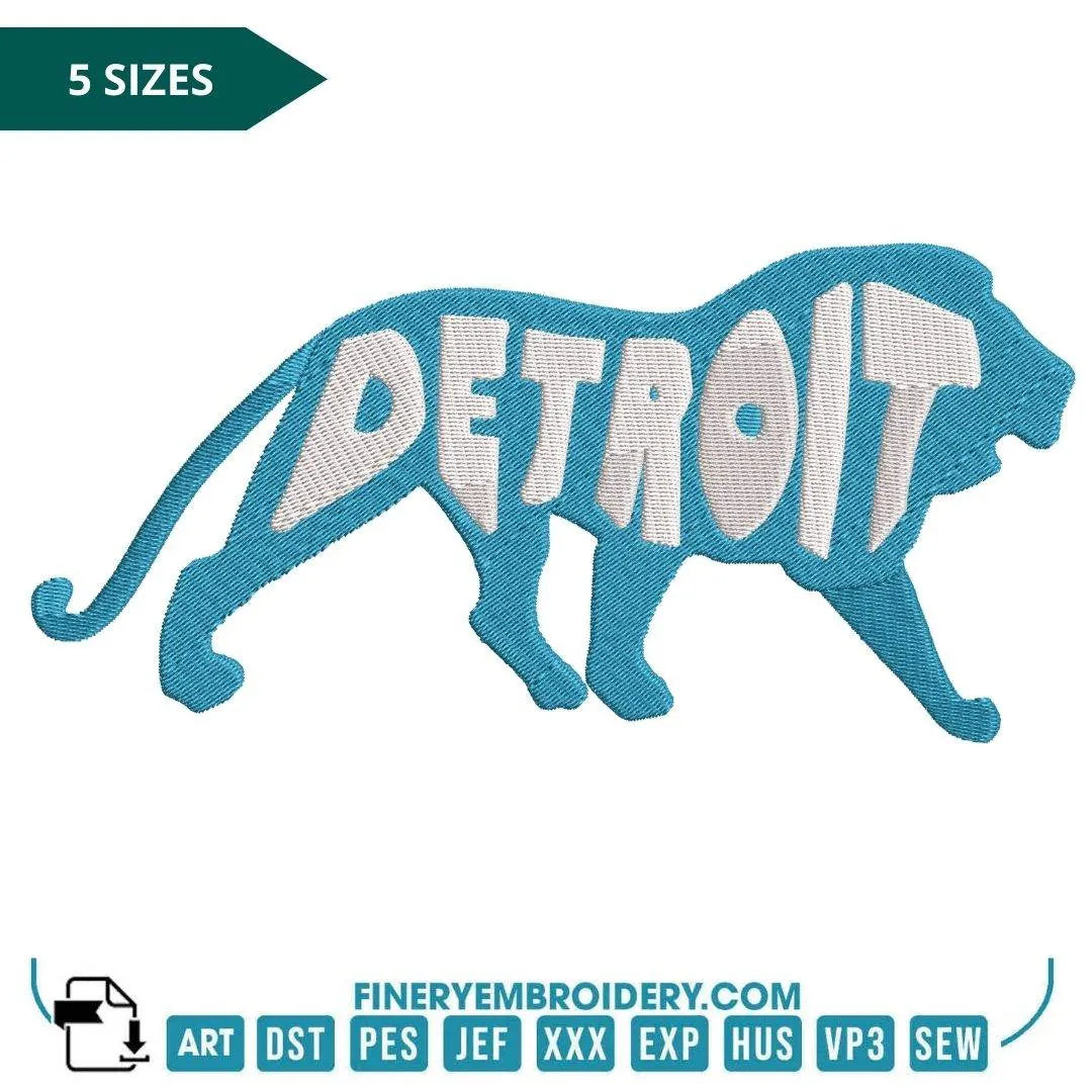 Detroit Lion Silhouette Embroidery Design – Bold City Pride - FineryEmbroidery