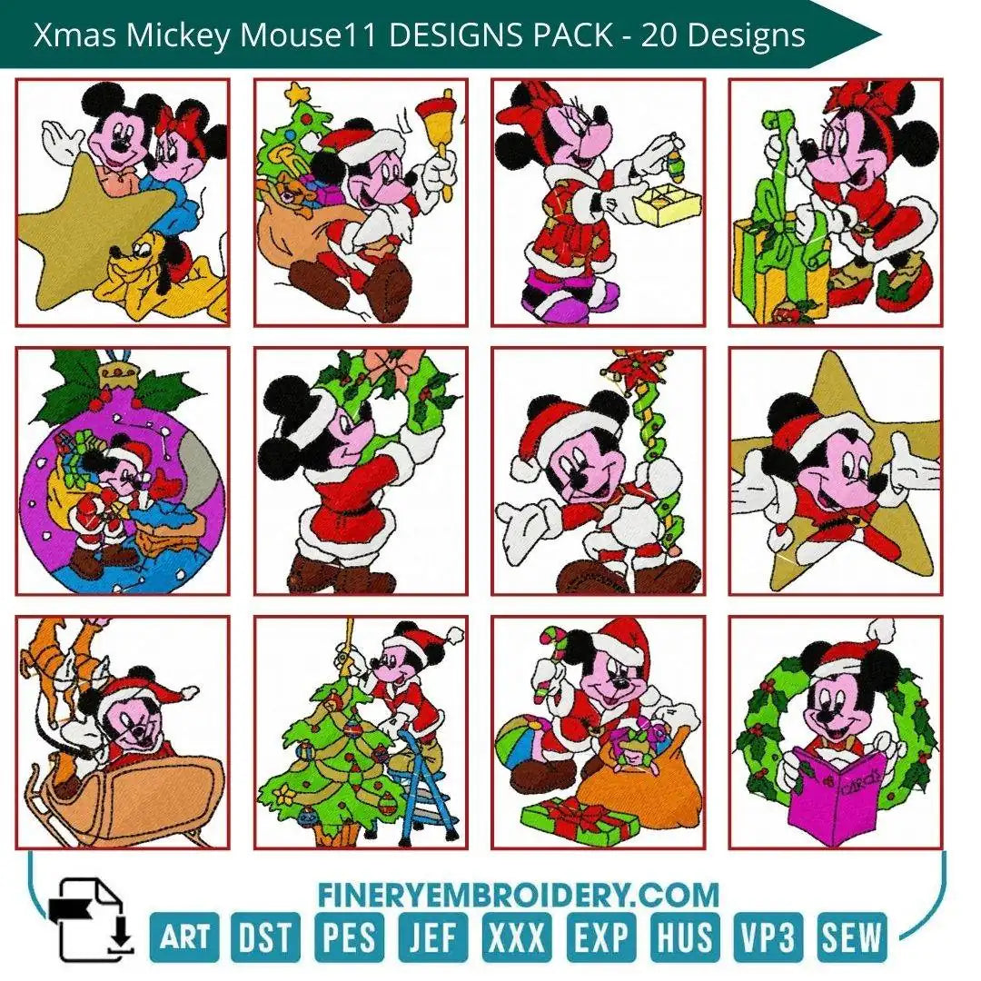 Disney Christmas Embroidery Pack: Mickey & Friends - 20 Designs - FineryEmbroidery